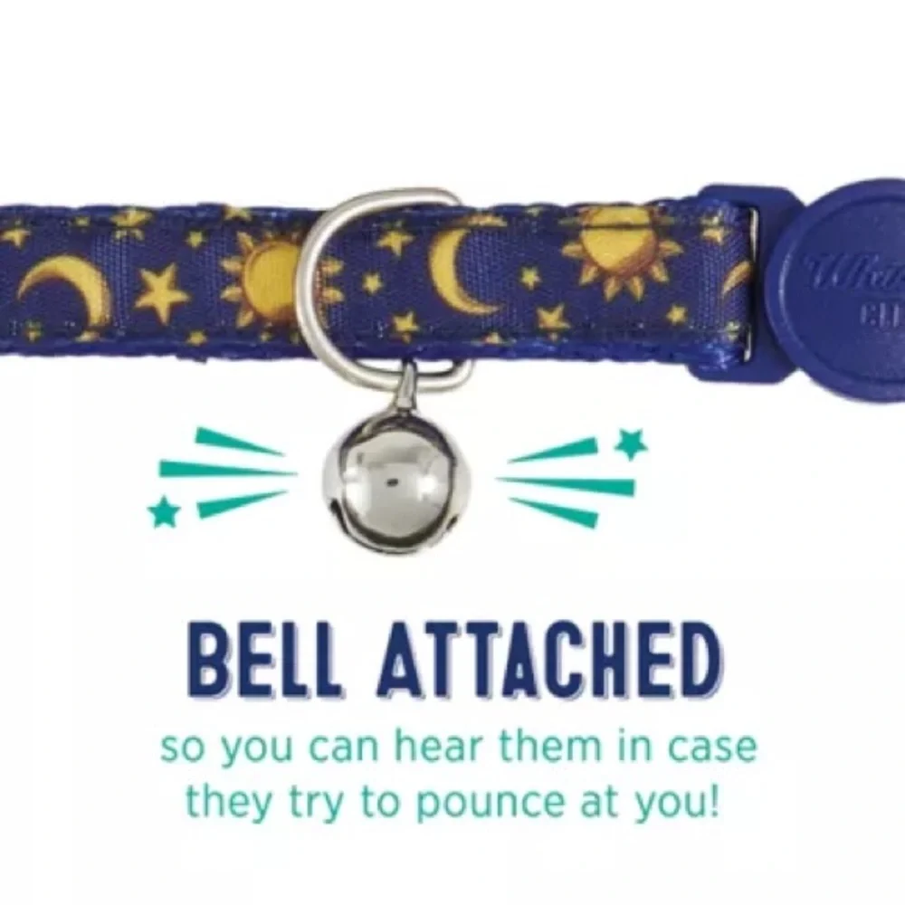 🐈 Whisker City Kitten Moons & Stars Breakaway Easy-release Cat Collar Adjustable